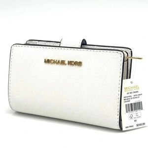Michael Kors Bifold Zip Chain Wallet Optic White